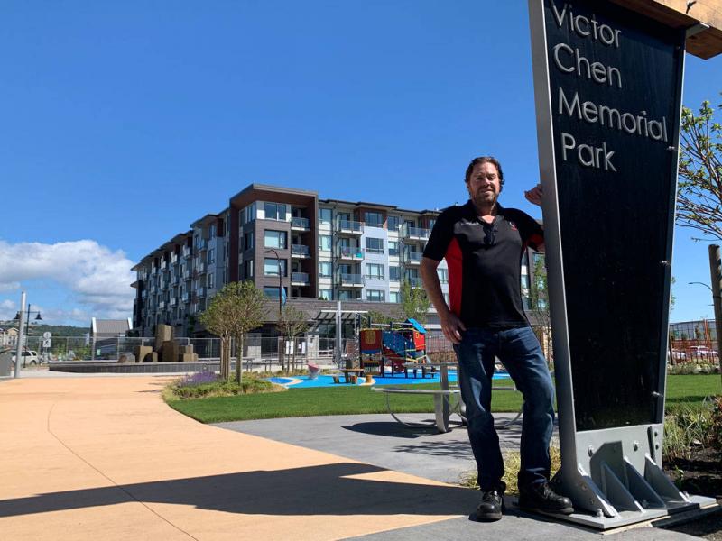 Featured image for “Park at Belmont Market built in memory of Langford engineer”